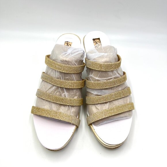 Lifestride Womens Size 7.5 Marquee Platino‎ Gold Dress Sandals Heels Shoes NEW - Picture 2 of 14